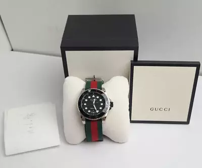 Gucci Dive 136.2 45mm Mens SS Watch Black Face With Box And Papers • $459.99