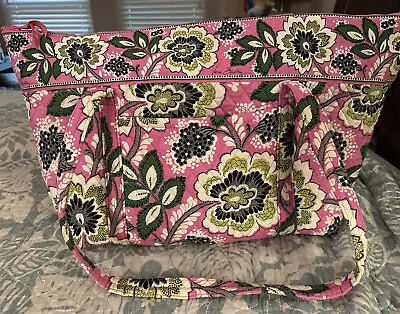 Vera Bradley Priscilla Pink Medium Duffel Bag Pink And Green EUC • $25.50