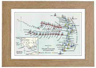 £12.99 • Buy Battle Of Trafalgar Illustration Framed Print,  Nelson Royal Navy Military Art