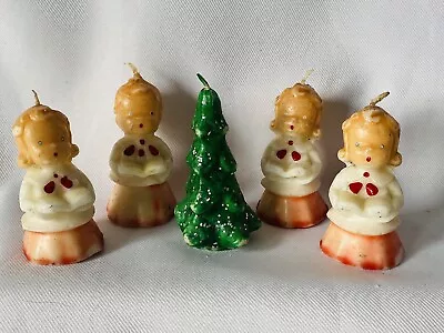 Lot Of 5 Vintage Christmas Gurley Choir Boy Girls & Tree Candles Carolers 3” • $17.50