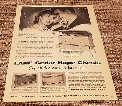 $5.50 • Buy Vintage 50's LANE Cedar Hope Chest AD Mid-century Modern Continental Solitaire