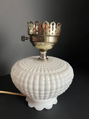 Vintage White Milk Glass Hobnail Table Lamp Base Only No Shade. • $24