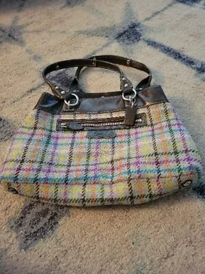 Coach F15456 Penelope Tattersall Plaid Wool Tweed Patent Leather Bag Purse Rare • $25