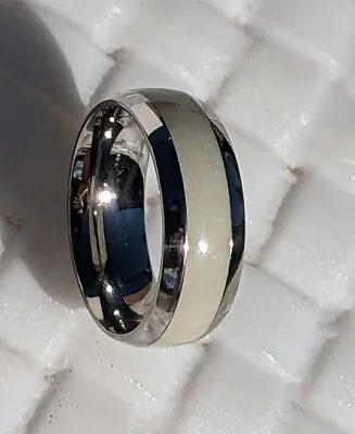 Titanium Ring Unisex White Glow In The Dark Ring Single Line Very Nice Looking! • $15