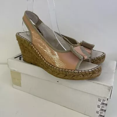 Kurt Geiger Pearl Wedge Heel Pink Patent Leather Peep Toe Size 4 37 • £14