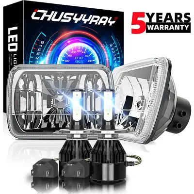 Pair White 7x6  5x7 LED Headlights For Freightliner FL50/60/70/80/112 MT35/45/55 • $91.99