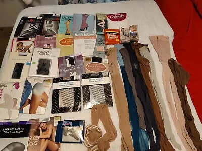 Vintage To Now Pantyhose Lot 33 Pantyhose And 1 Pr Thigh High Average To Queen • $49.99