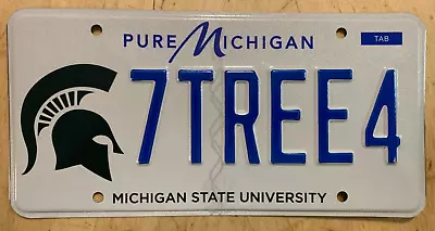 Msu Spartan College Collegiate Vanity License Plate   7 Tree 4   74 Mi Lansing • $24.99