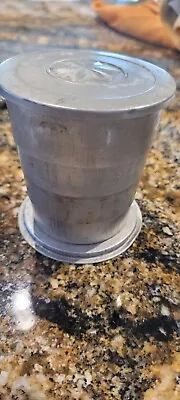 Vintage Collapsible Aluminum Metal Travel Drinking Cup W Lid • $8
