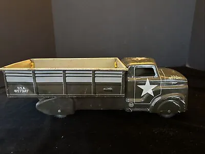 VINTAGE 1950’s MARX US ARMY TROOP TRANSPORT CARRIER TRUCK PRESSED METAL • $37.50