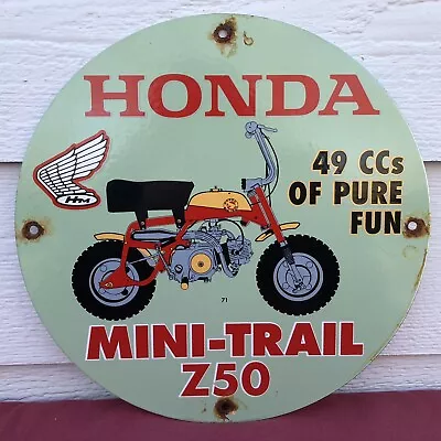 Vintage 1971 Dated Honda Mini-trail Z-50 Dealership Porcelain Mini Bike Sign • $29.99