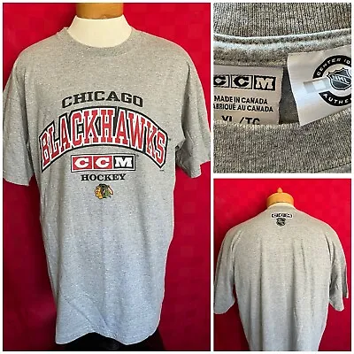 VINTAGE 1990s Chicago Blackhawks CCM Hockey Shirt Size XL Jersey Center Ice Crew • $25