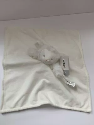 NWT Carters Plush Stuffed Lamb White Soft Security Blanket Lovey Pacifier Holder • $19.99