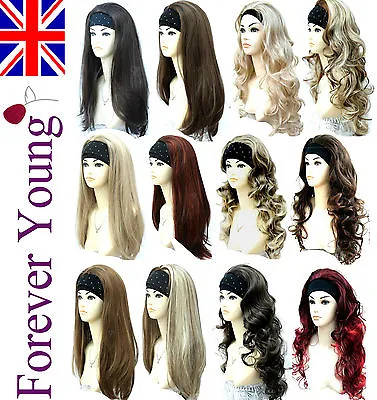 Ladies Half Wig 3/4 Wig Fall Clip In Hair Extensions Forever Young Wigs Straight • £15.99