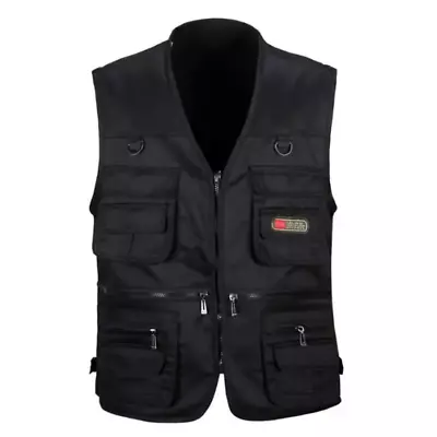 Men Cargo Vest Multi Pocket Waistcoat Fishing Vest Hunting Hiking Gilet Outdoor • $18.99