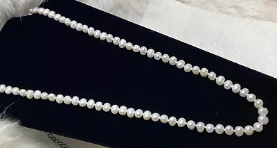 Vintage Cultured Freshwater Baroque Pearl Necklace Hand Knotted W/14kt Clasp • $26.79