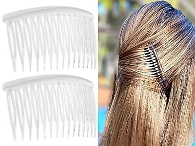 NEW Clear Side Combs In Strong Plastic Pack Of 4/2 COMB 8.5cm Long Approximately • £3.95