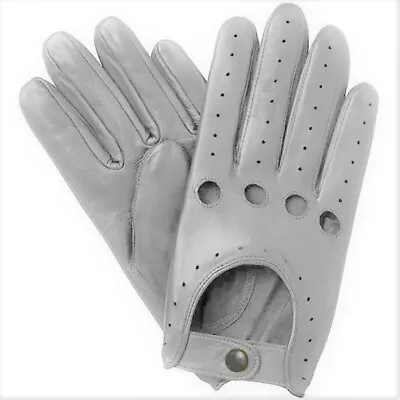 Men's Chauffeur Real Leather Driving Gloves - Lite Grey- • $18