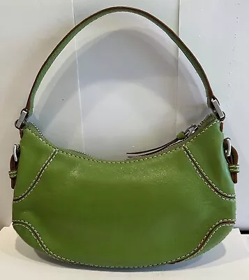 Michael Kors VTG Apple Kelly Green Leather Baguette Pouch Small Handbag A+2 • $34.99