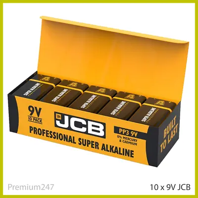 10 X Jcb Industrial 9v Pp3 Block Alkaline Batteries Mn1604 Longest Expiry • £11.99