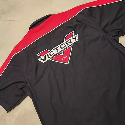 Victory Motorcycles Mens M Medium Mechanic Biker Black Button Up Riding T Shirt • $35.16