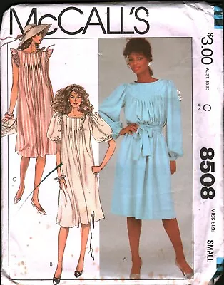 8508 Vintage McCalls SEWING Pattern Misses 1980s Pullover Dress UNCUT Loose Fit • $5.59