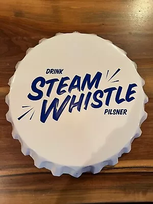 NEW RARE 48cm Steam Whistle Large White Beer Sign Tin Canada Train Collector • $45.28