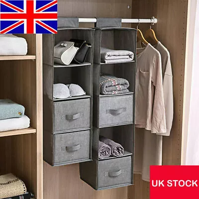 Tidy Hanger Hanging Boxes Wardrobe Storage Shelf Closet Organiser Clothes Box UK • £5.99