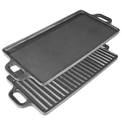 2-in-1 Reversible & Preseasoned 19.5” X 9” Cast Iron Griddle • $28.47