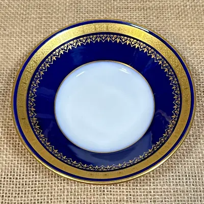 VHTF Minton 1927 Cobalt Blue Rim Gold Encrusted Filigree 5  Berry Bowl H4117 • $50