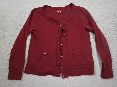 J Crew Top Womens Medium Red Button Up Painter Tee Long Sleeve Pockets • $11.23