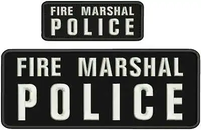 FIRE MARSHAL POLICE Embroidery Patches 4x10 And 2x5 Hook On Back Blk/white • $16.75