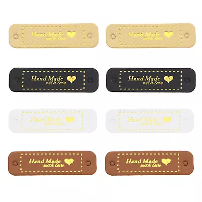 80Pcs PU Leather Tags Handmade With Love Labels Leather Label For DIY Clothing • £7.09
