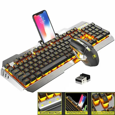 $59.89 • Buy 2.4G Wireless Gaming Keyboard And Mouse Set LED Backlit For PC Mac PS4 Laptop AU