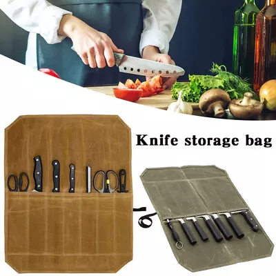 7 Slot Chef Knife Roll Bag Canvas Portable Knife Storage Case Carry Bag Camping • $5.31