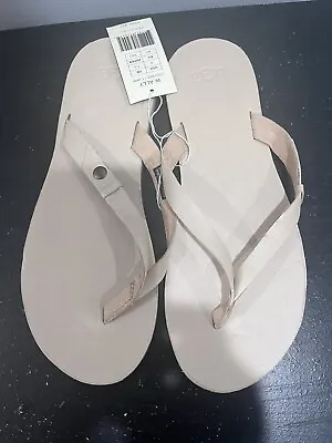 UGG Australia W Ally Leather Thong Flip Flop Women's Sandals Natural Sz 9 New • $24.99