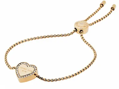 MICHAEL KORS Heritage Pave Heart Logo Gold Tone Slider Bracelet MKJ5389710 NIB • $48