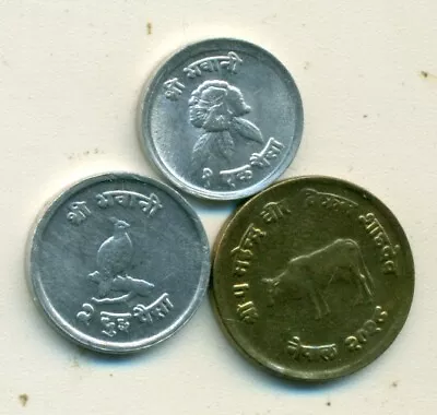 3 NICE DIFFERENT COINS From NEPAL - 1969 1 PAISA 1973 2 PAISA & 1971 10 PAISA • $2.25