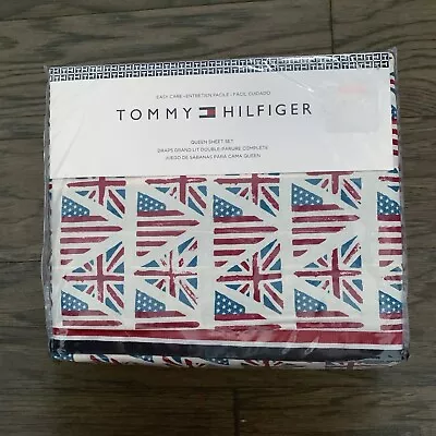 New Tommy Hilfiger QUEEN Size Union Jack British England Sheet Set • $89.99