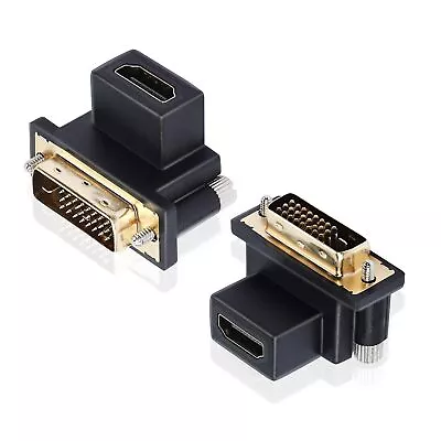 Right Angle Dvi To Hdmi Adapter 2-Pack 90 Degree Dvi-D Male To Hdmi Female Gol • $21.89