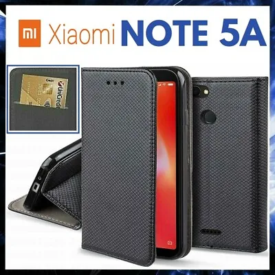 For XIAOMI REDMI NOTE 5A FLIP CASE BOOK LUXURY BLACK COVER LEATHER WALLET STAND • $12.39