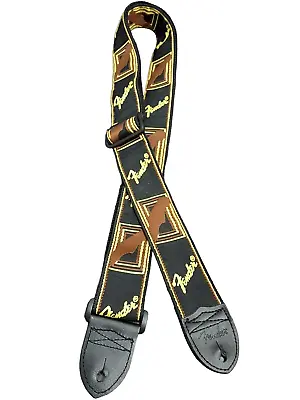 Fender 2  Wide Legacy Vintage Monogram Guitar Strap Black And Yellow Adjustable • $11.98