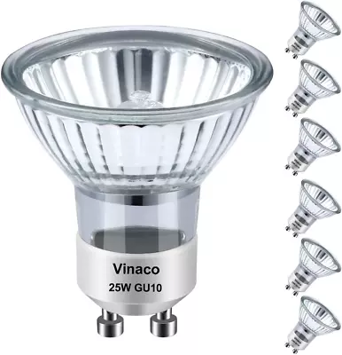 Vinaco GU10 Halogen Bulb 25W 6 Pack GU10 Spotlight 38° Beam Angle GU10 Bulbs • £17.71