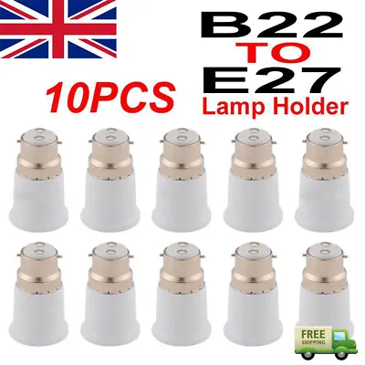 10x B22 To E27 Light Socket Adapter Bayonet Lamp Base To Edison E27 Bulb Screw • £5.99