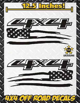 4x4 Truck Decal MATTE BLACK AMERICAN FLAG Chevrolet Silverado Colorado Sierra  • $14.50