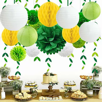 16PCs Paper Lantern Tissue Honeycomb PomPoms Hawaii Tropical Spring Summer Party • £11.89