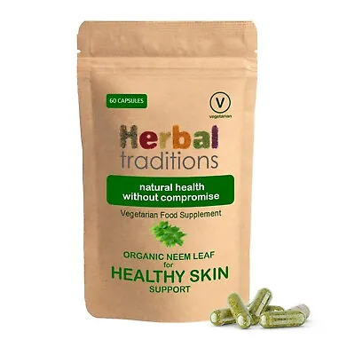 Herbal Traditions Organic Neem Leaf Capsules  - Natural Supplement • £6.99