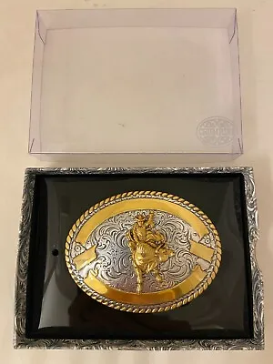 Crumrine Western Cowboy Gold And Silver Colored Vintage Belt Buckle • $28