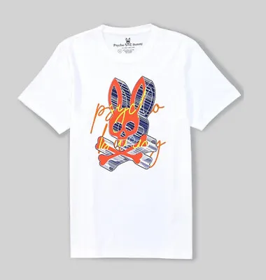 Psycho Bunny Big & Tall Men's White Coniston Bunny Graphic T-Shirt • $59.50