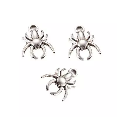 10 X Spider Halloween Charms Jewellery Making Pendants Beads Tibetan Silver • £2.09